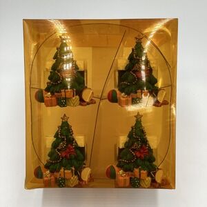 Dillard's Christmas Tree Napkin Rings Resin Holiday Table Décor in Original Box